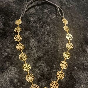 Headband Fresh Pretty Metallic Lady Hollow Rose Flower Elastic Hair Band